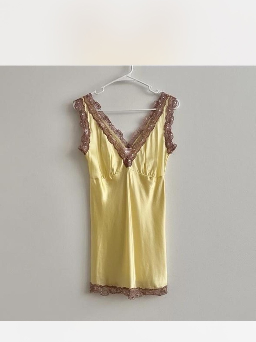Yellow Lace-Trim V-Neck Women's Top
